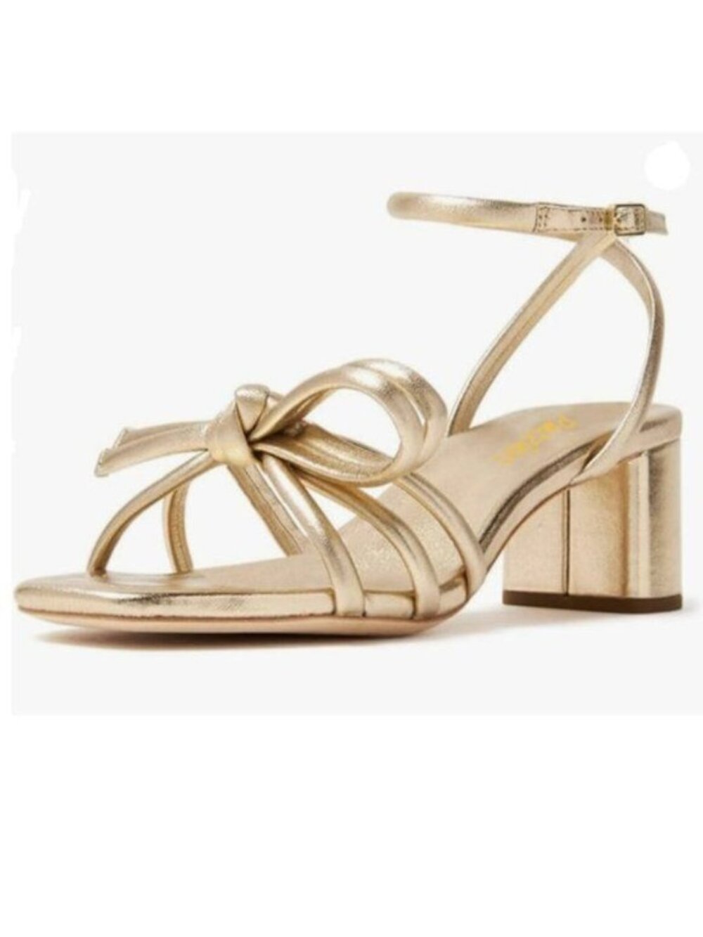 Pazzion Women Open Toe Knots Mid Heel Sandals Crossed Strap Buckle Gold Shoes